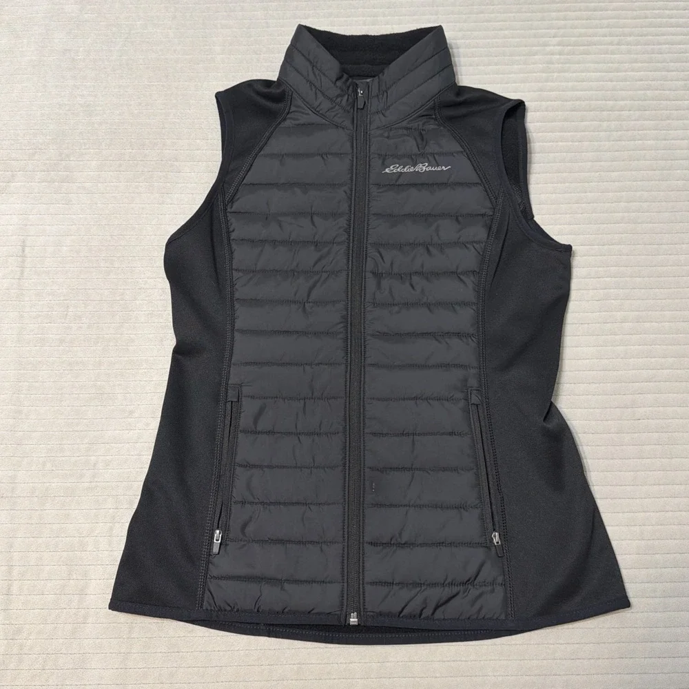 Eddie Bauer Womens Size Small Black Sleeveless Puffer Vest Jacket